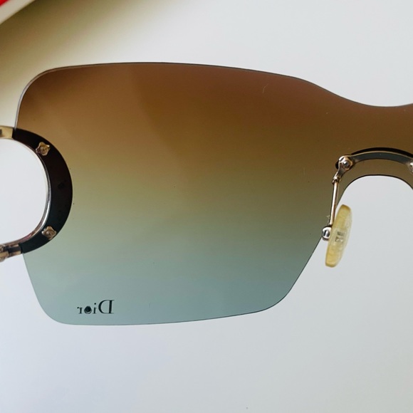 RARE🌹Authentic DIOR rimless brown Gold Swarovski sunglasses Vintage - Picture 10 of 12